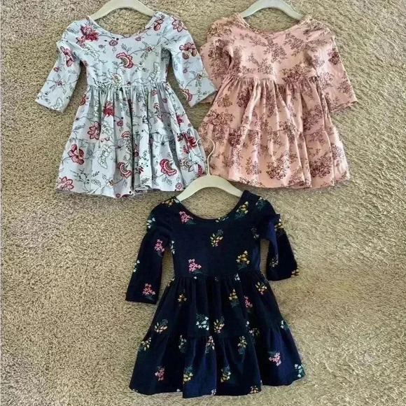 Janie and Jack Lot of 3 Fall Jersey Dresses 12-18 mos - Picture 1 of 1